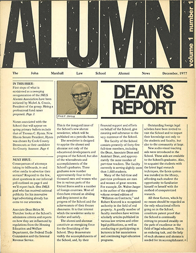 The John Marshall Law School Alumni News, Vol. 1, No. 1 (December 1977)